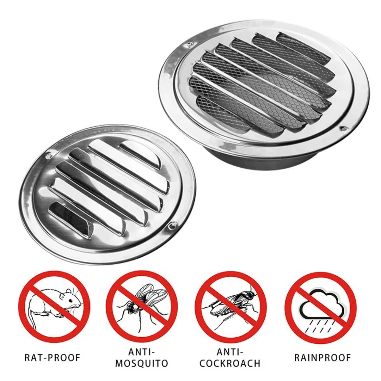 Stainless Steel Wall Ceiling Exterior Wall Air Vent Grille Round Ducting Ventilation Grilles Round Air Vents 70mm-160mm