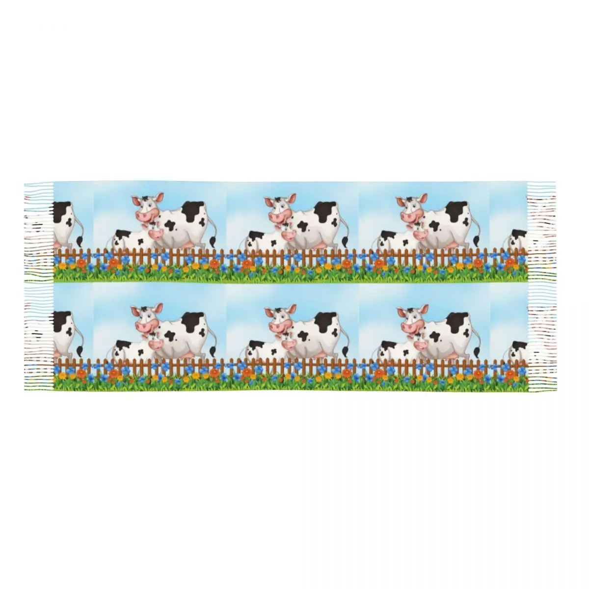 Cow Print Scarf Wrap for Women Long Winter Fall Warm Tassel Shawl Unisex Anima Skin Texture Scarves