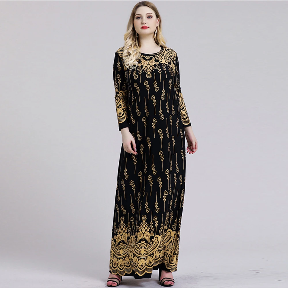 XL To 4XL 5XL 6XL Maxi Dresses For Women 2024 Fall Home Casual Muslim Female Clothes Long Sleeve Dress Elegant Chubby Large Size