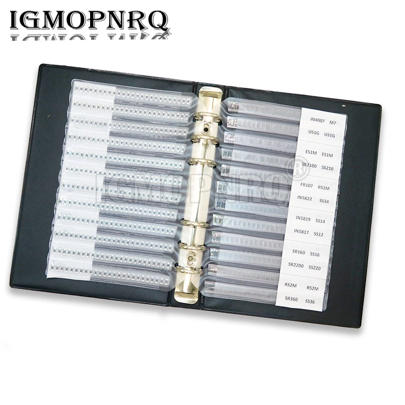 SMA Rectifier Diode Sample Book 24 Values Schottky diodes M1 M4 M7 SS110 SS12 SS14 SS16 SS210 SS24 SS34 SS36 SMD Assortment Kit