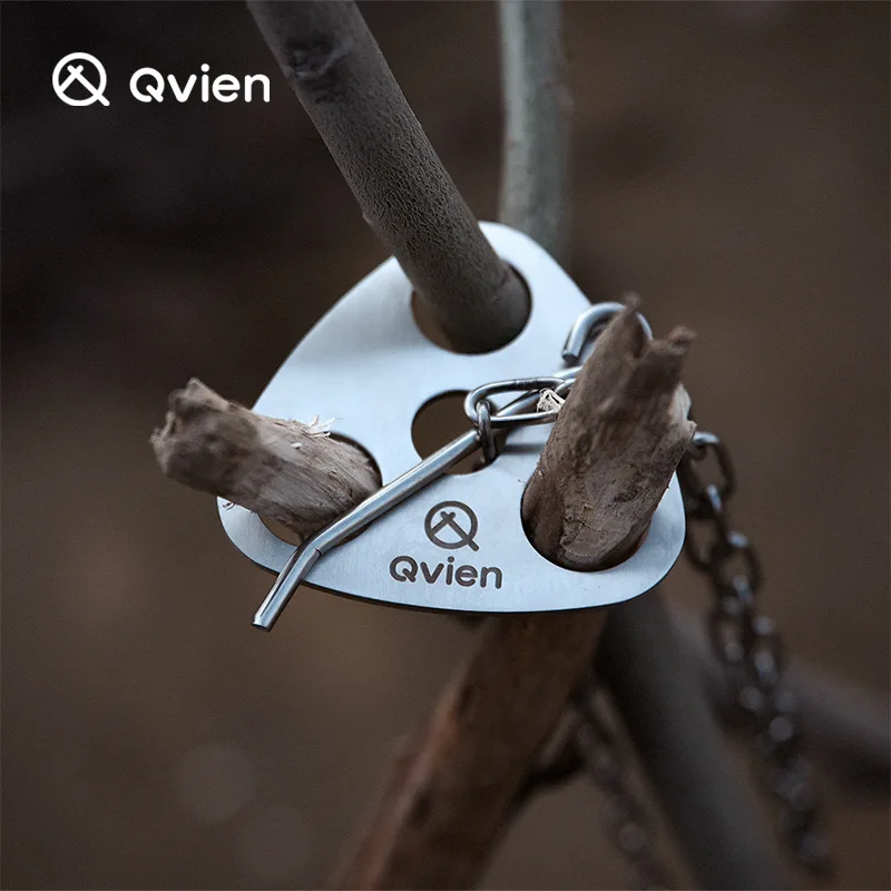 

Qvien Outdoor Camping Barbecue Pot Tripod Hanger Set Stainless Steel Fire Making Portable Lightweight Adjustment Tool