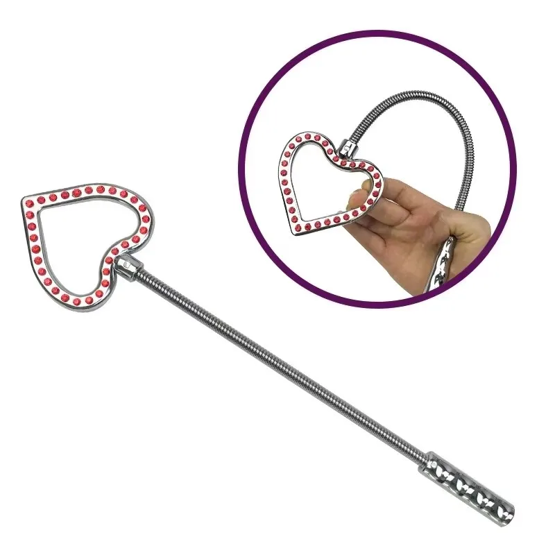 Батіг для лошади из нержавеющей стали 34 см, весло, укороченный хлыст для верховой езды из нержавеющей стали в форме сердца, гибкое весло для шлема