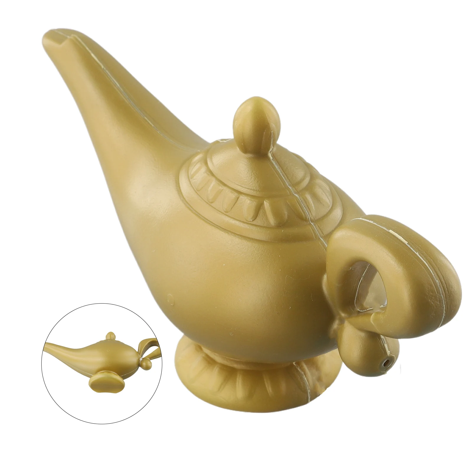 Light Lamp 3D Sense Aladdin Genie Lamp Carved Round Base Costume Stage Props Decorative Exquisite Party Supplies