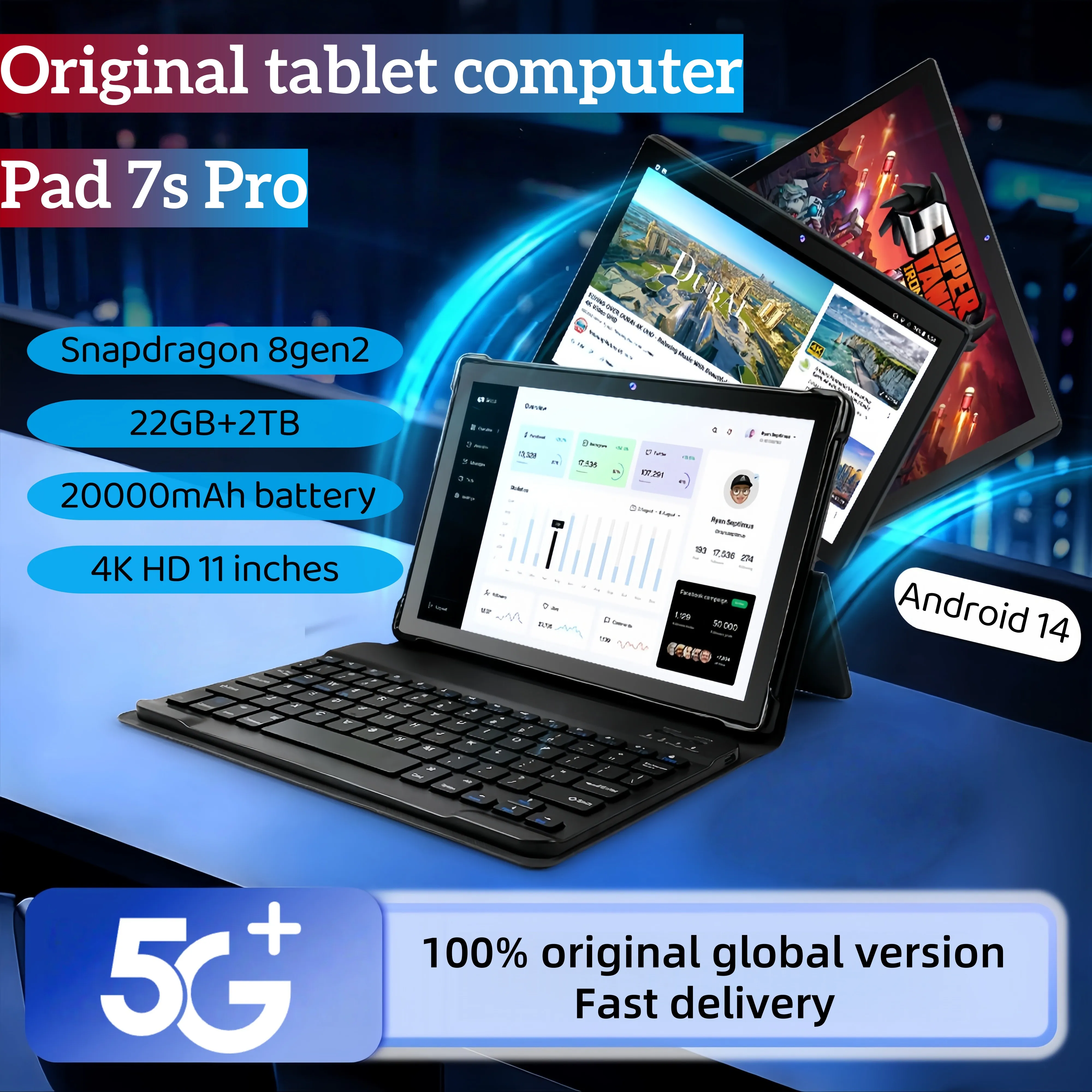 yZ[z2025 Pad 7 Pro O[o Mi 11C`^ubg Android 14 16GB 1TB Snapdragon 8 Gen2 4K HD 5G WIFI Bluetooth WPS 20000mAh ^ubg