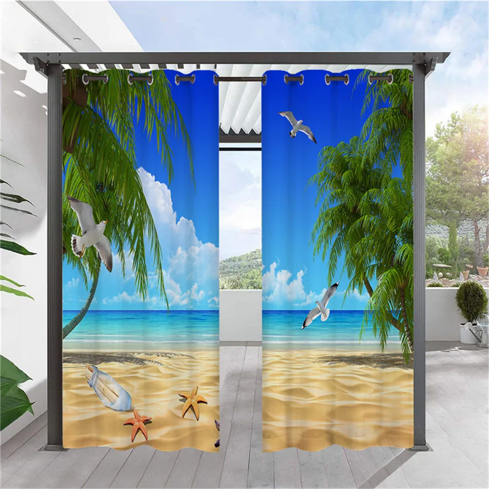 Imagem -04 - Personalizado ao ar Livre Impermeável 3d Seascape Cortinas Blackout Ilhós Isolados Térmicos Jardim Cortinas Pérgola Varanda e Pátio Painéis d