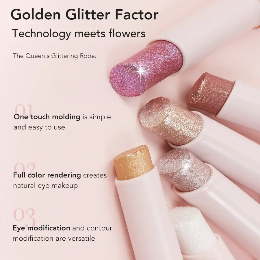 Cross-border Makeup GICYMANTY Jelly Eyeshadow Stick Starlight Pearlescent Fine Flashing Eyeshadow Pen Highlight Silkworm Brighte