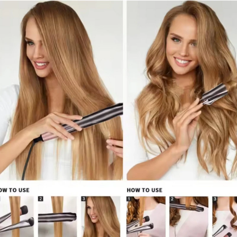 

New 2 IN 1 Professional Hair Straightener & Hair Curling Electric Heating Automatic Spiral Curling Iron