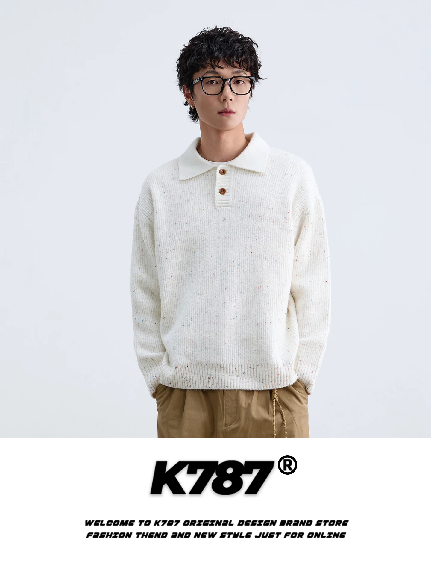 

Вязаный свитер K787 в американском ретро-стиле, свободный крой, из смесового полиэстера, теплый, для повседневной носки, с длинными рукавами