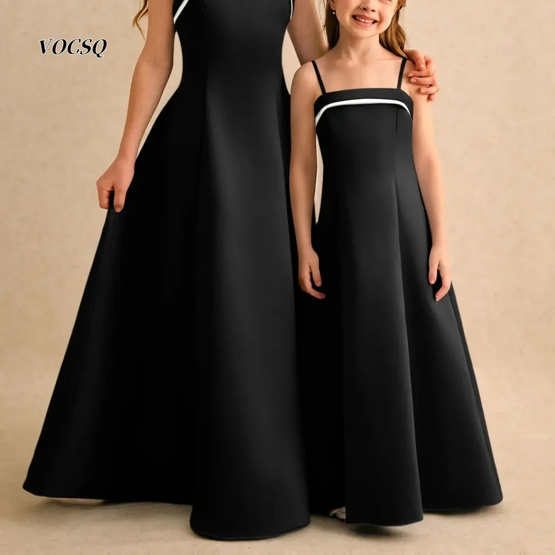 Junior Formal Dresses Black A Line Maxi Dress Back Bow Teens Bridesmaid Homecoming Graduation Pageant Party Gown Customized