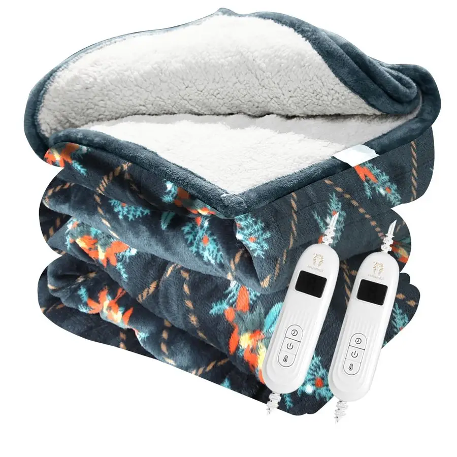 

Printed Electric Blanket Full,Print Heated Electric Blanket Throw with Double Controls, 62x84Heating Throw with 10 Heats Levels,