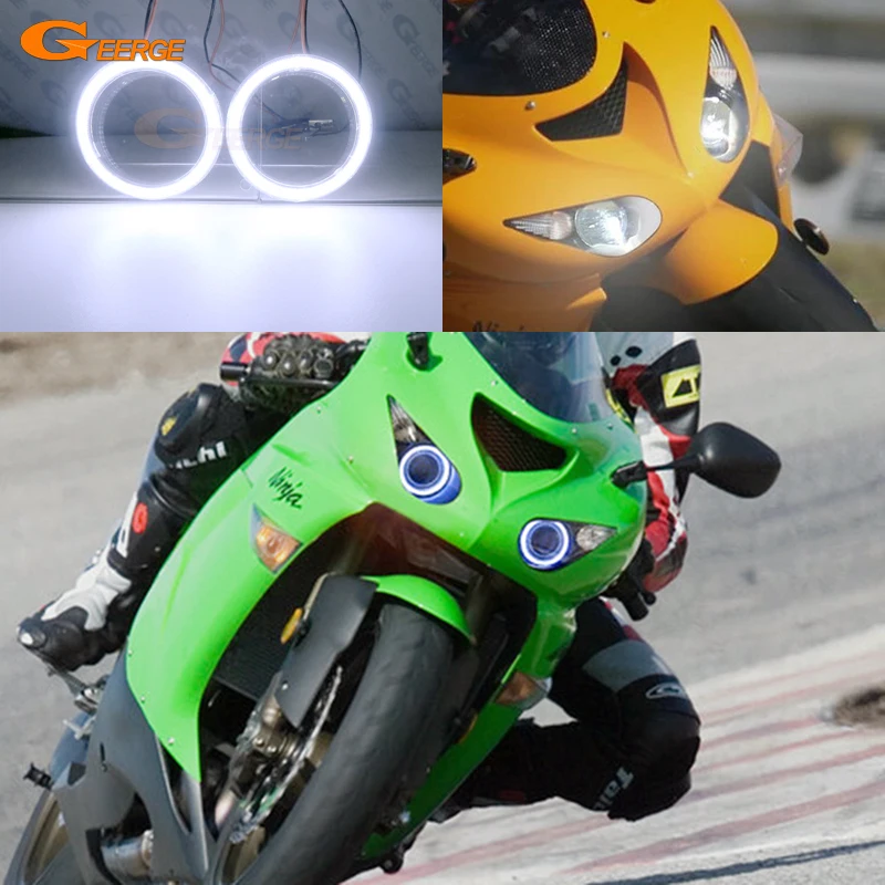 

For Kawasaki Ninja ZX-6r ZX6r ZX600 2007 2008 ZX-10r ZX10r ZX10 2006 2007 Day Light Ultra Bright COB Led Angel Eyes Halo Rings