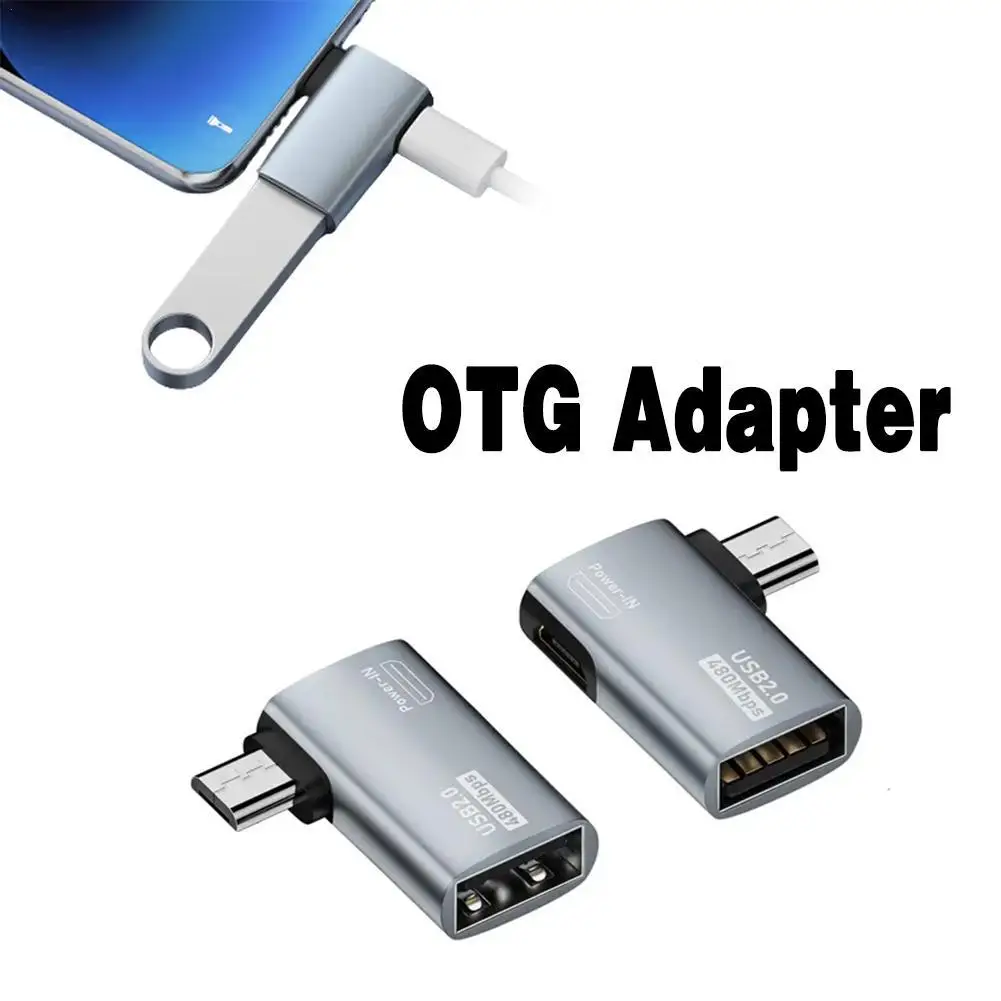 OTG Cable Adapter 4K 90 Degree Left / Right Angle Powered Micro USB To USB OTG Adapter For TV Tablet Fire TV Stick 4K