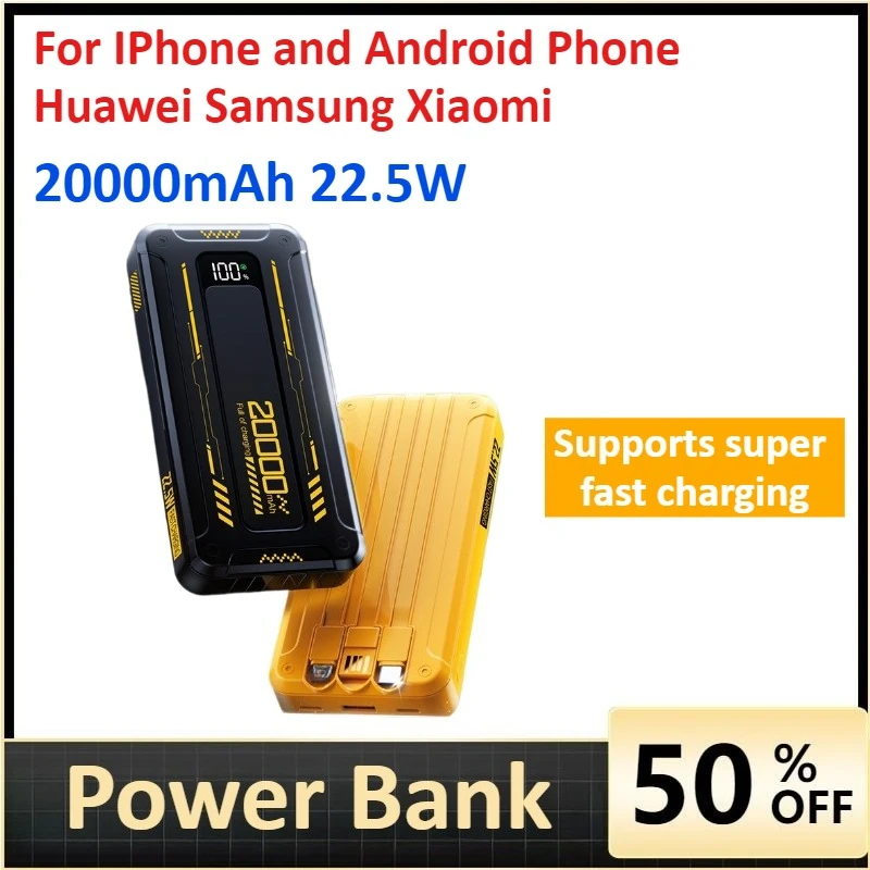 

20000mAh 22.5W Fast Charging Power Bank for IPhone and Android Phone Huawei Samsung Xiaomi Portable Charger