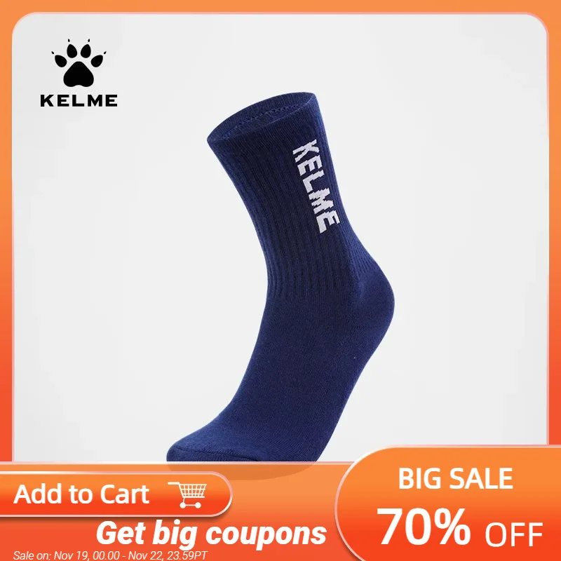 

KELME new sports socks men and women fashion professional running training basketball socks mid-calf high-top breathable