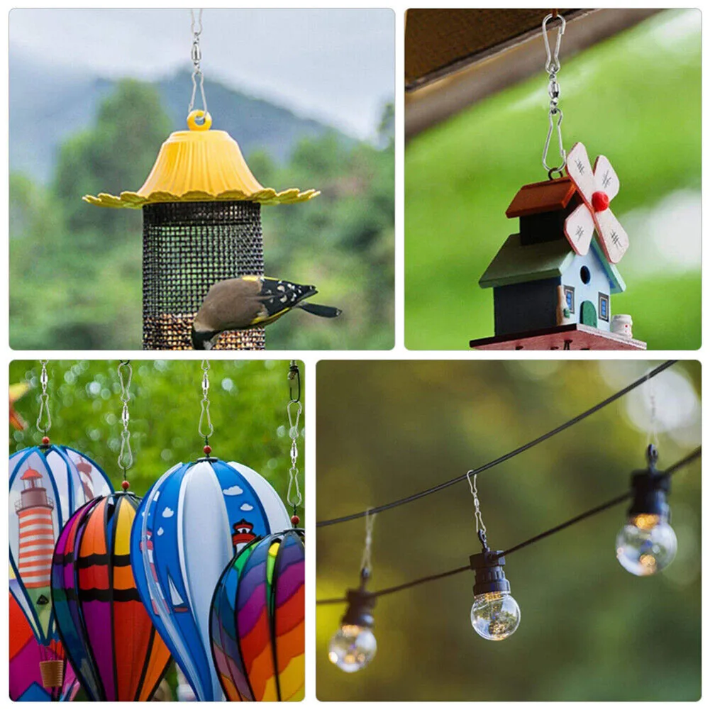 Rotating Metal Hooks 10 Pack for Wind Chimes Lanterns Christmas Lights and Seasonal Outdoor Hanging Projects All Year Round