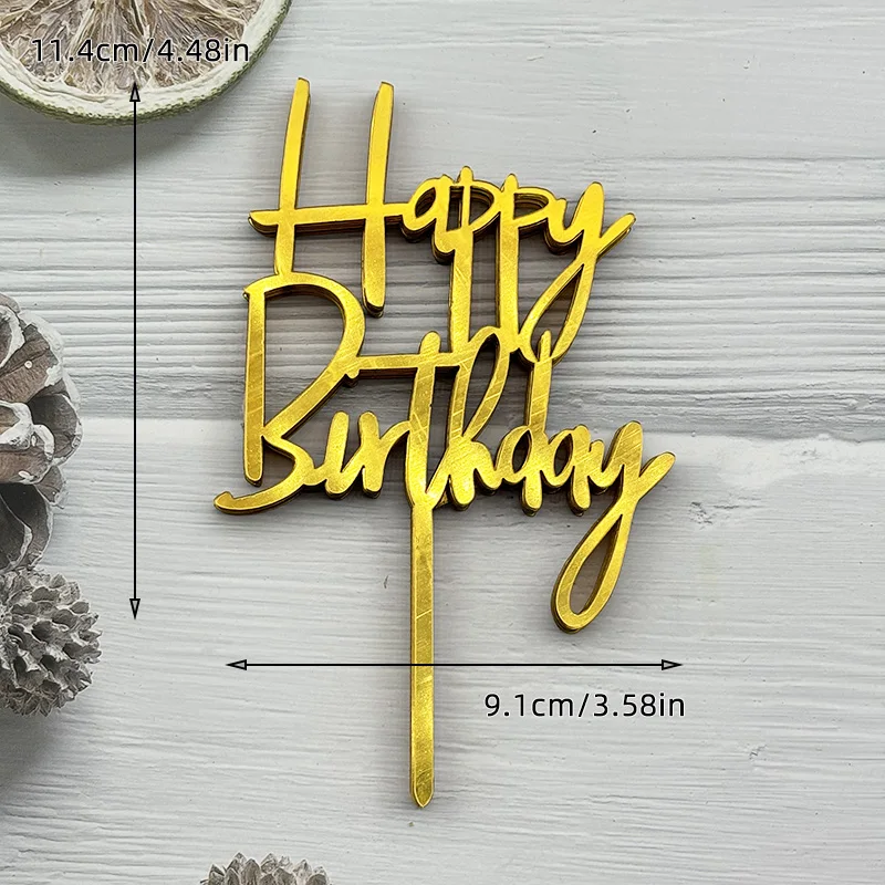 10 Stück Acryl-Kuchenaufsatz „Happy Birthday“, Rosa, Gold, Silber, für Kinder, Männer, Frauen, Babyparty, Party-Dekoration, Geschenkzubehör – Detail 7