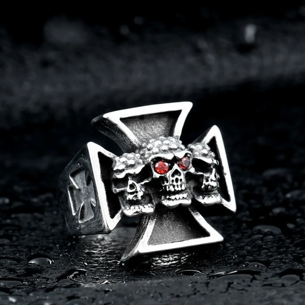 New Fashion Simple Gothic Skull Crossbones Men's Ring Jewelry Men's Women's Party Vintage Trend Niche Birthday Gift Jewelry Ring