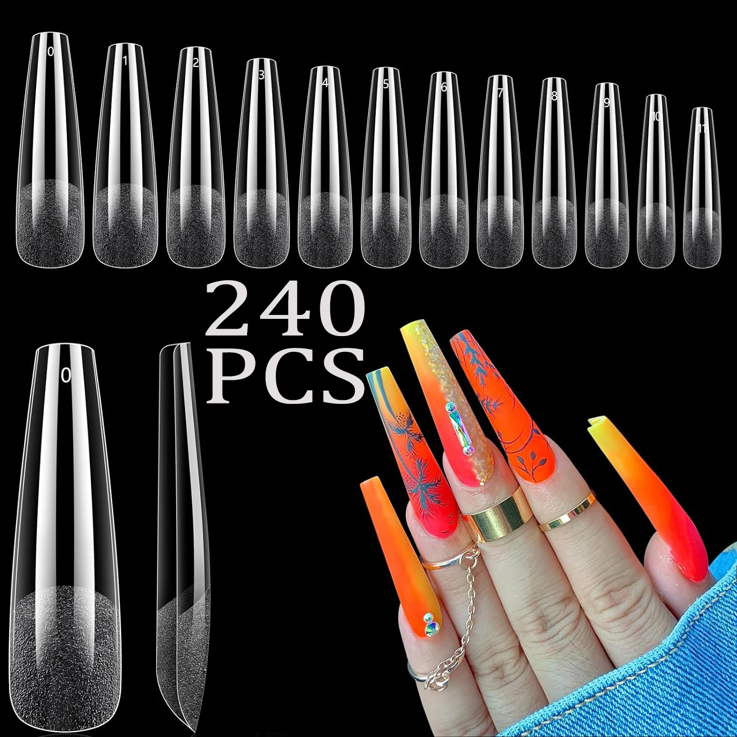 ARTAUG 240 Stück kurze Nägel zum Aufdrücken, quadratisch, weiß, Gel-Lucency-Kunstnägel, vollständige Abdeckung, künstliches Nagelset, zum Aufdrücken der Sommer, günstige Nägel – Detail 7