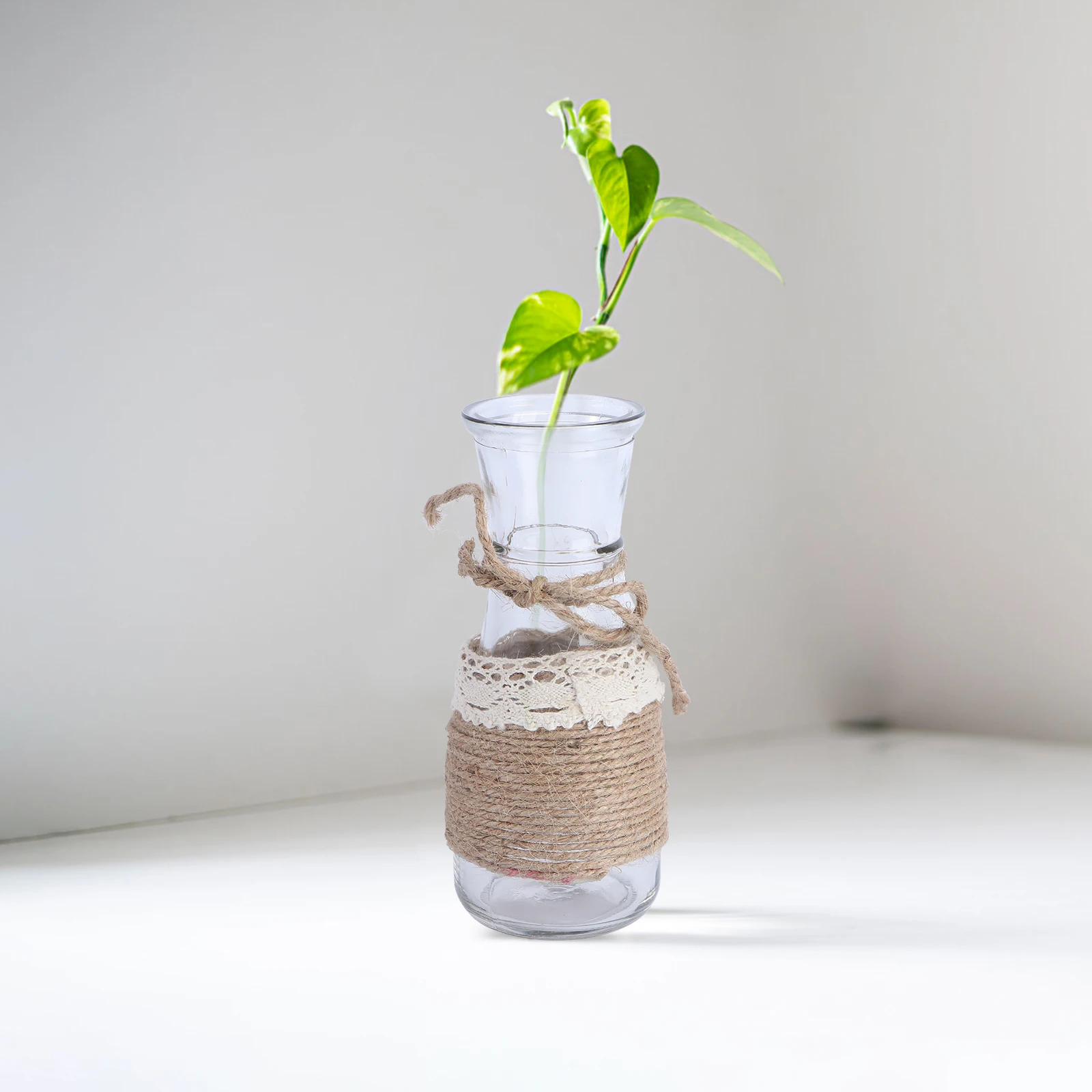 

1Pcs Hemp Rope Decorative Glass Vase Elegant Home Adornment Flower Arrangement Teaching Tool Indoor Desktop Decoration