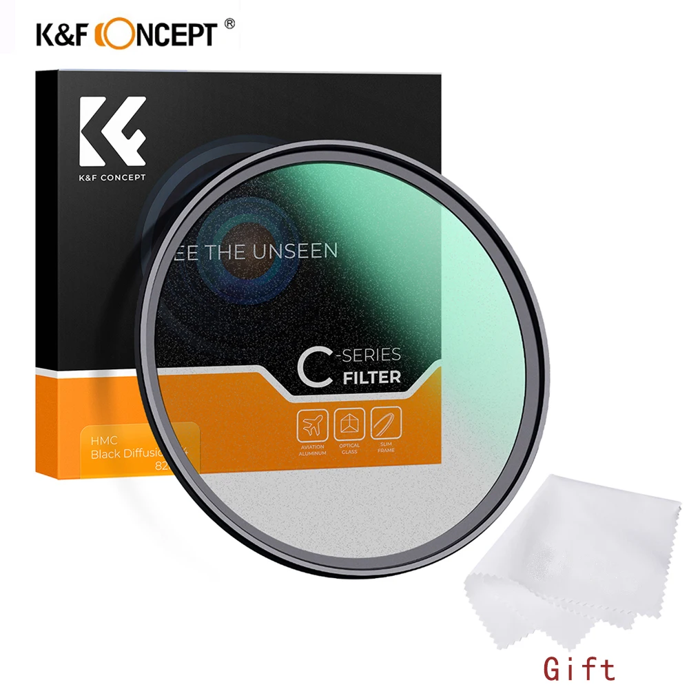 K&F Concept Black Mist Diffusion Lens Filter 1/4 1/8 Multi Coated 49mm 52mm 58mm 67mm 72mm 77mm 82mm For Nikon Sony Canon Camera