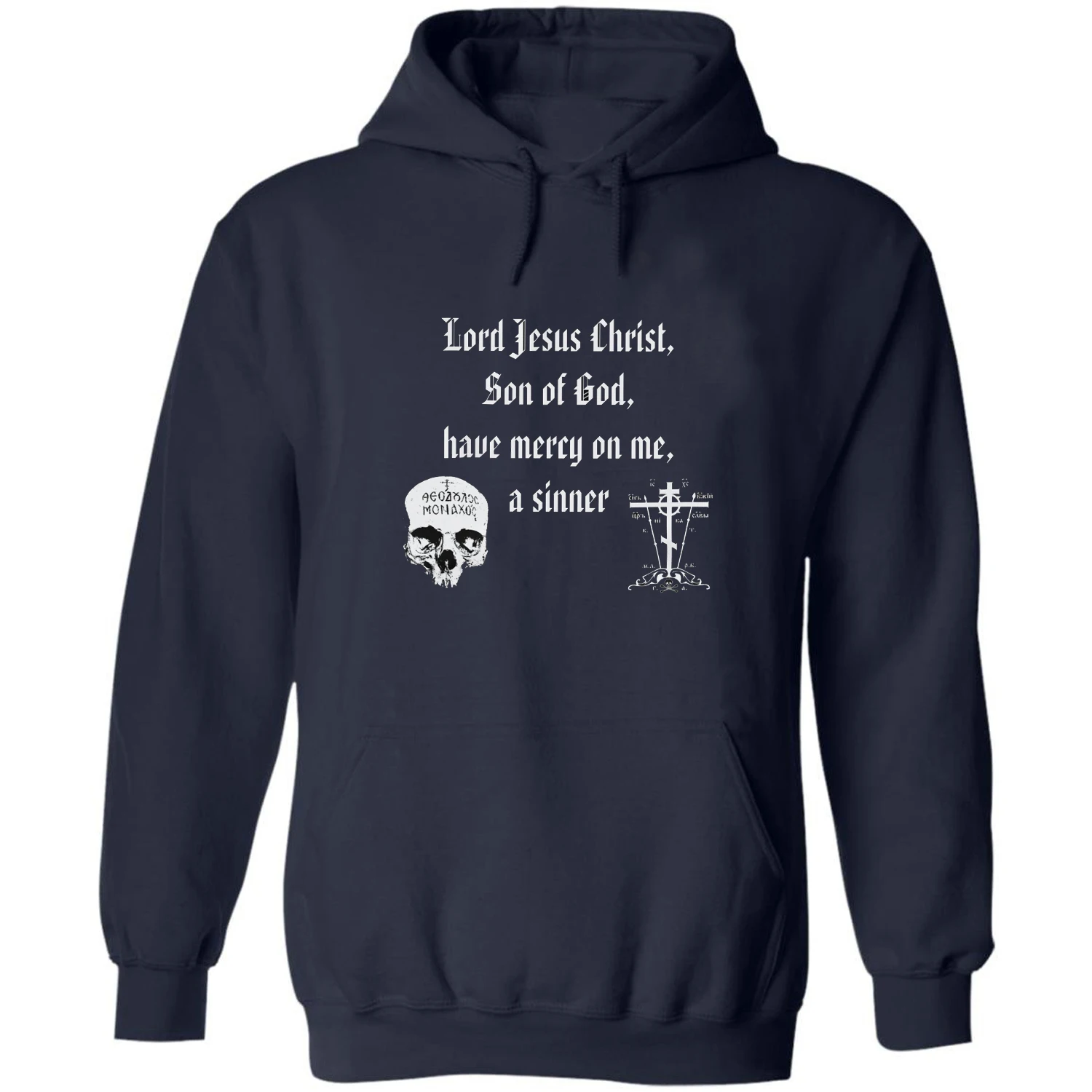 Russian Orthodox Schema Cross Jesus Prayer Memento Mori Pullover Hoodie 100% Cotton Casual Mens Sweatshirts Fashion Streetwear