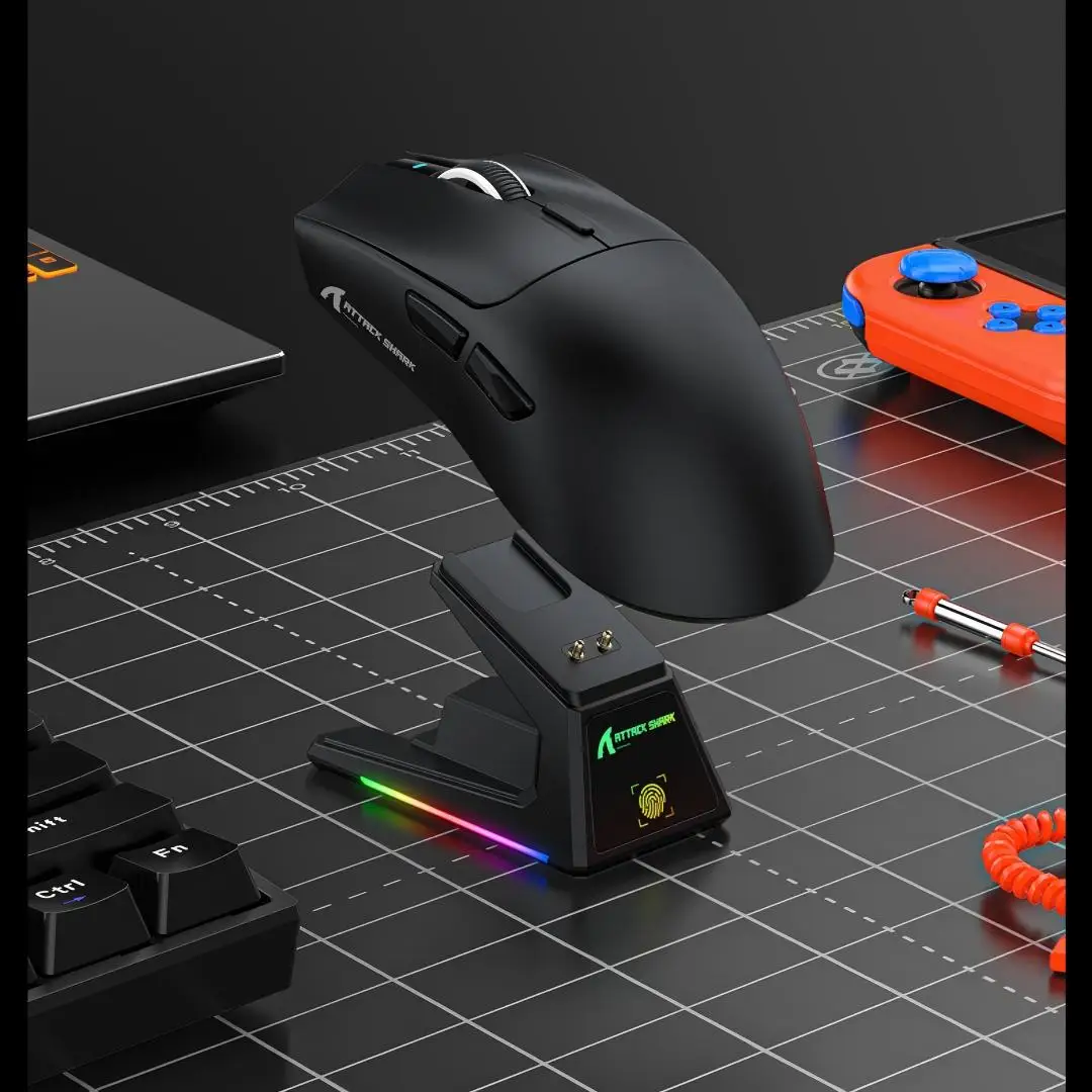 ATTACK SHARK X1 Gaming Wireless 3 MODE 2.4G /Bluetooth/Wired RGB Magnetic Charger Mouse 53g Ultra-Light, PAW3395PRO 26000DPI