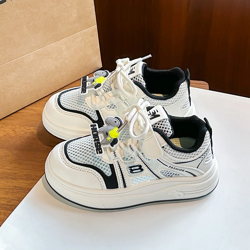 

Kids All Match Running Sneakers Fashion Mesh Breathable Athletic Shoes Boys Girls Shock Absorbing Soft Sole Outdoor Footwear