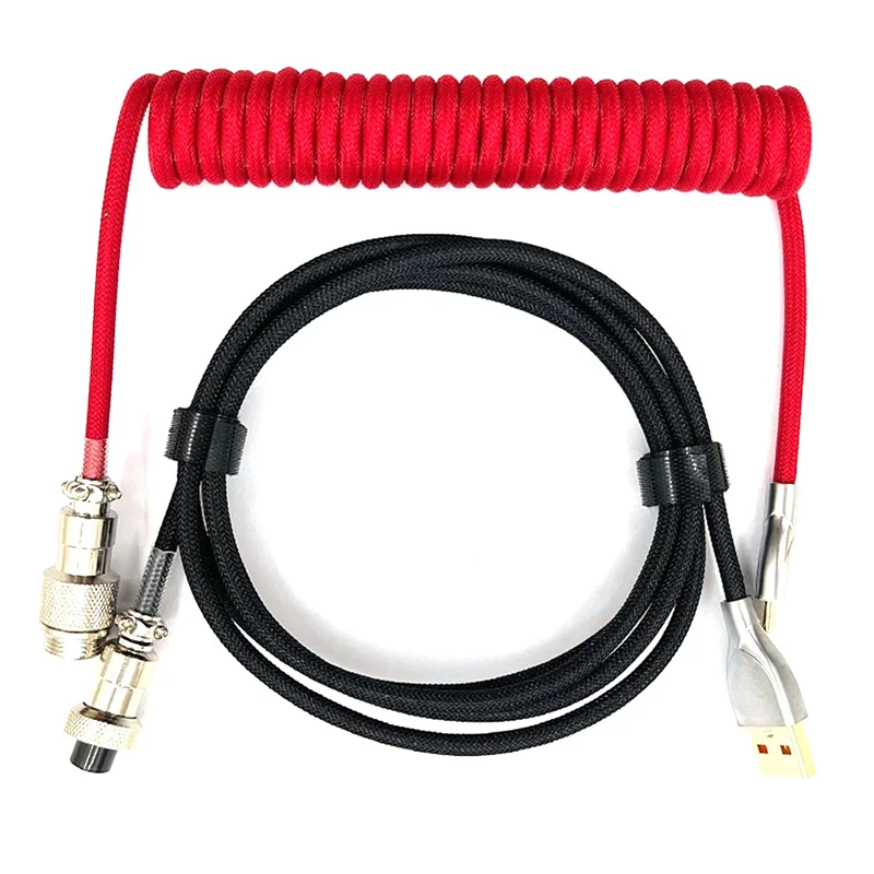 Mechanical Keyboard Coiled Cable Type C to USB Data Cable Game Keyboard Cable Mechanical Keyboard Cable Red