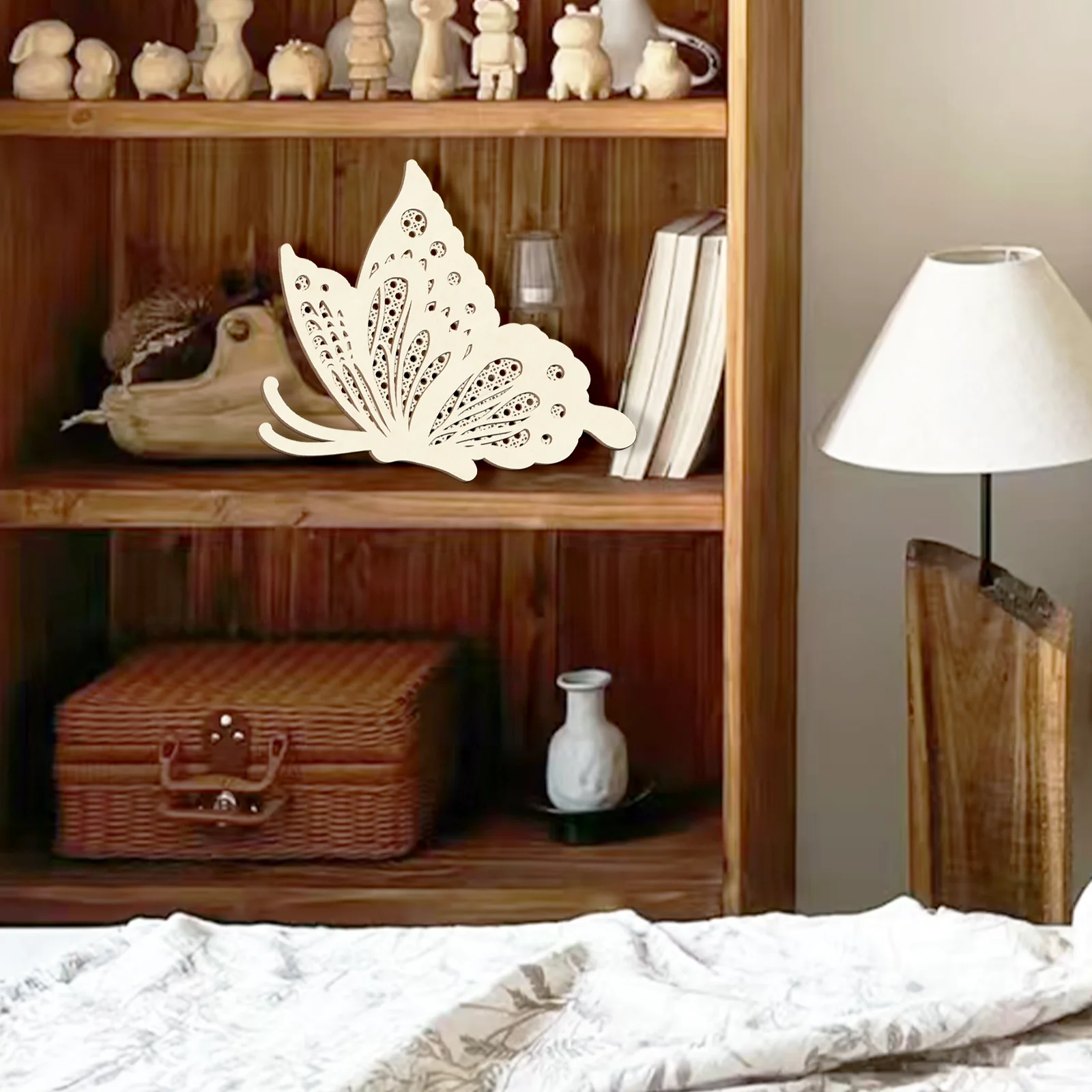 

Wooden Butterfly Wall Decor (Two Styles), DIY Paintable, Laser-cut Natural Wood Color, Home Decor Gift