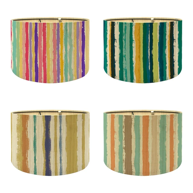 Stripe Decoration Bamboo Art Light Shade Lamp Shade Light Cover Home Decor Chandelier Bar Coffee Shop E27 Lighting Fixture