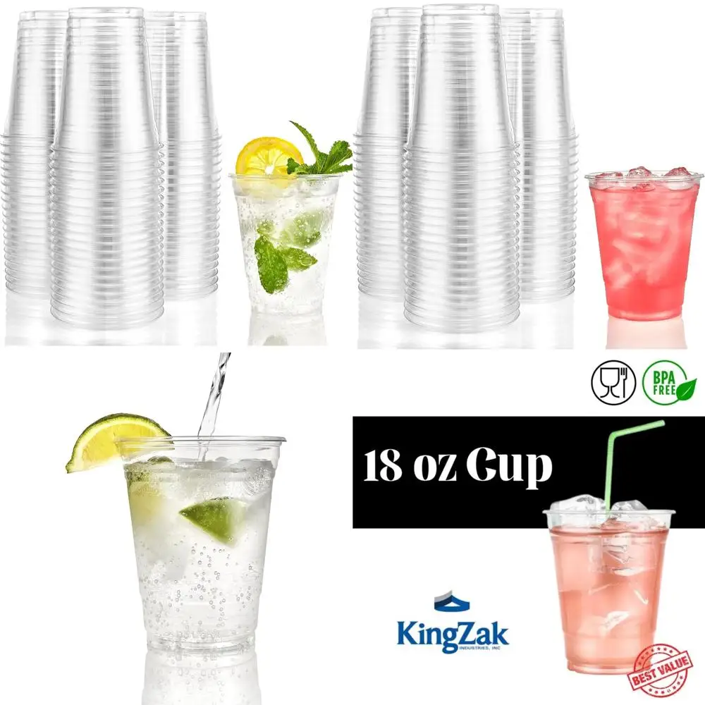

Одноразовые пластиковые стаканчики на 600 штук, кристально прозрачные, 18 унций, прочный ПЭТ, без BPA, идеально подходят для вечеринок и мероприятий