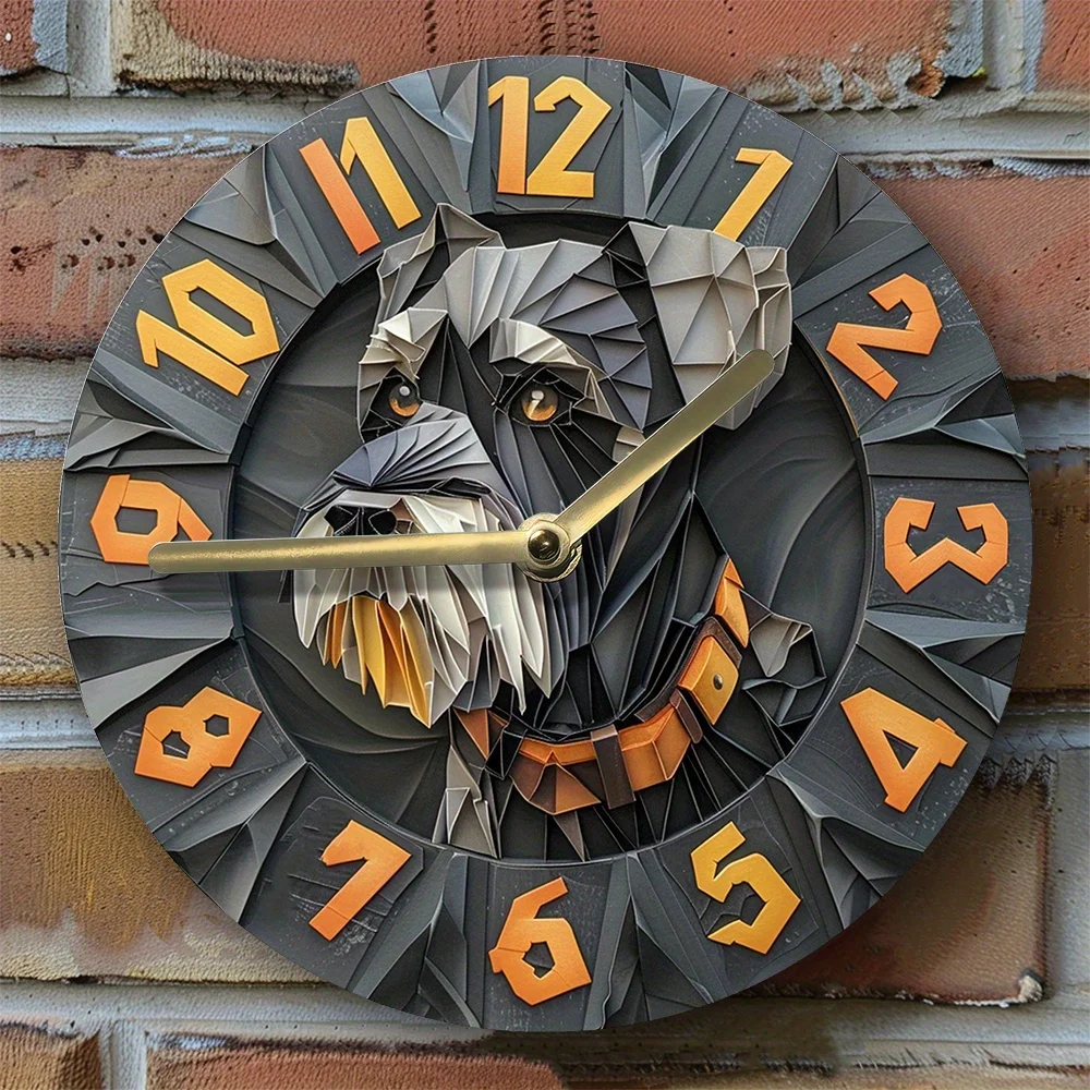 Schnauzer-Themed Silent Wall Clock, Aluminum Metal, Diy Decor for Apartments & Valentine'S Day Gift Wall Clock Modern Design