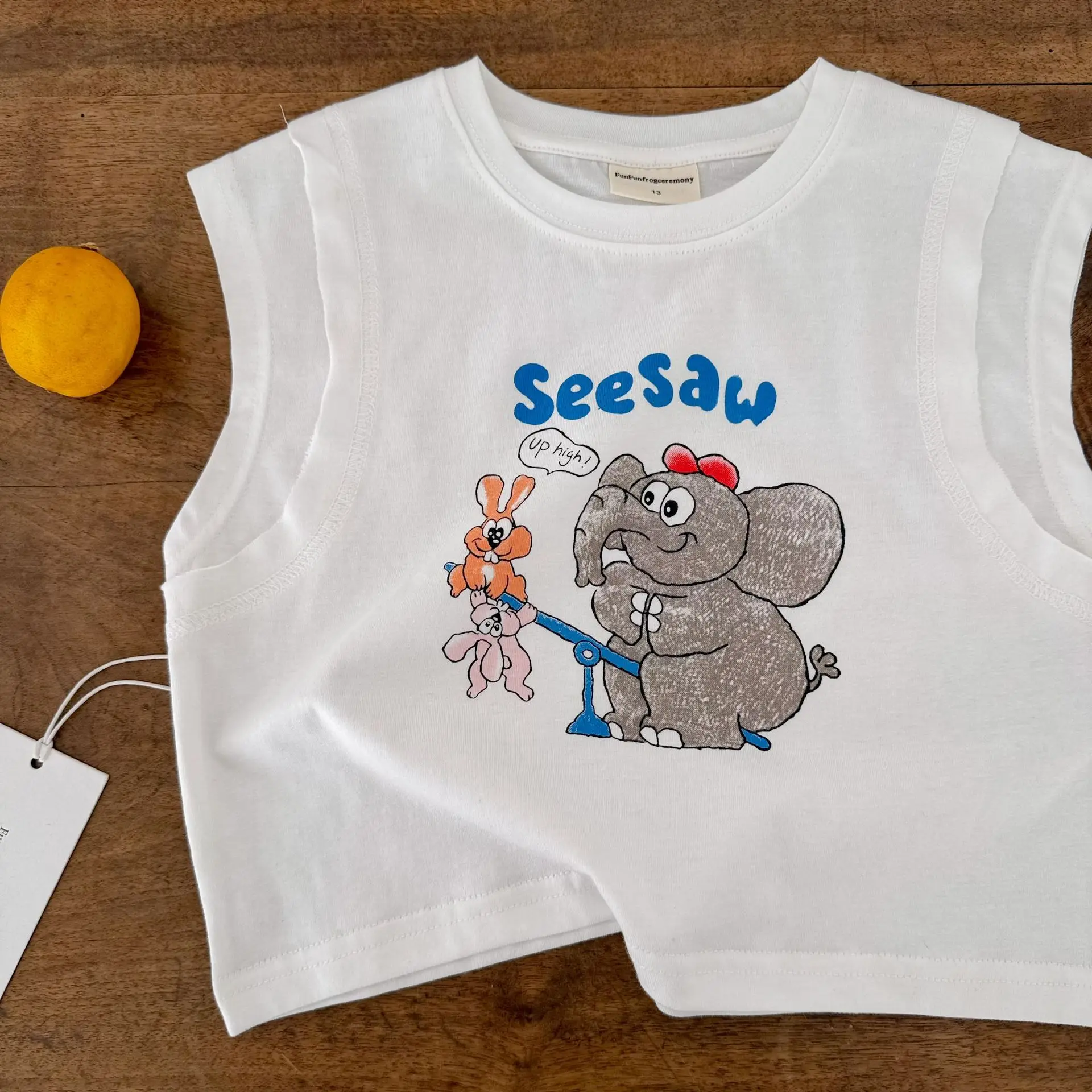 

2026 Summer New Children Sleeveless Vest Toddler Boys Cartoon Print Casual T Shirts Girls Cotton Loose Tops Kids Clothes