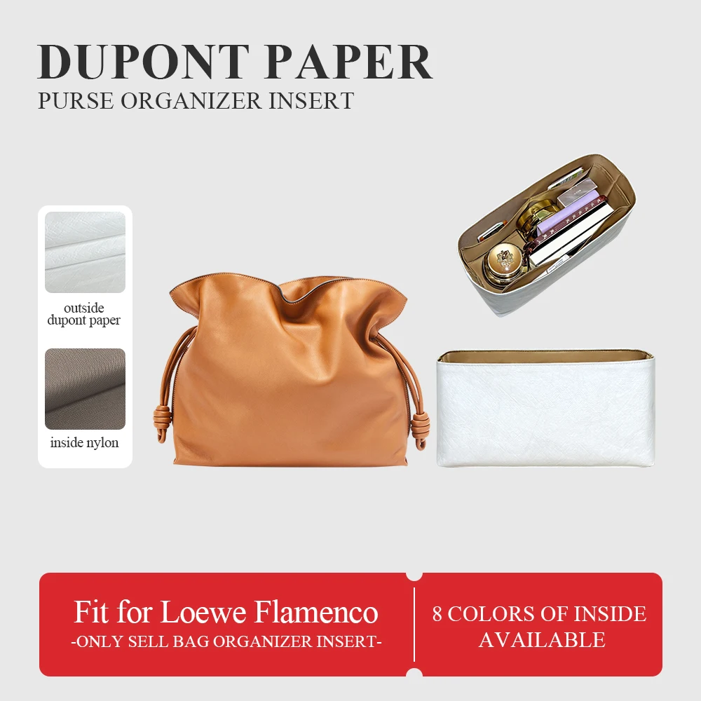 Dupont Paper Purse Organizer Insert Fit for Loewe Flamenco Inside Purse Storage Bag Lightweight Inner Liner Storage Bag In Bag