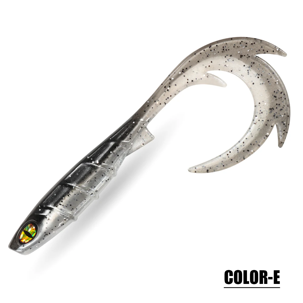 Spinpoler 3D-Augen-Angelköder, 9,5 cm, Softbait, gewellter Schwanz, Köderfisch, Rippenkörper für Zander, Hecht, raubere Fische, Spinning-Jigging-Gerät