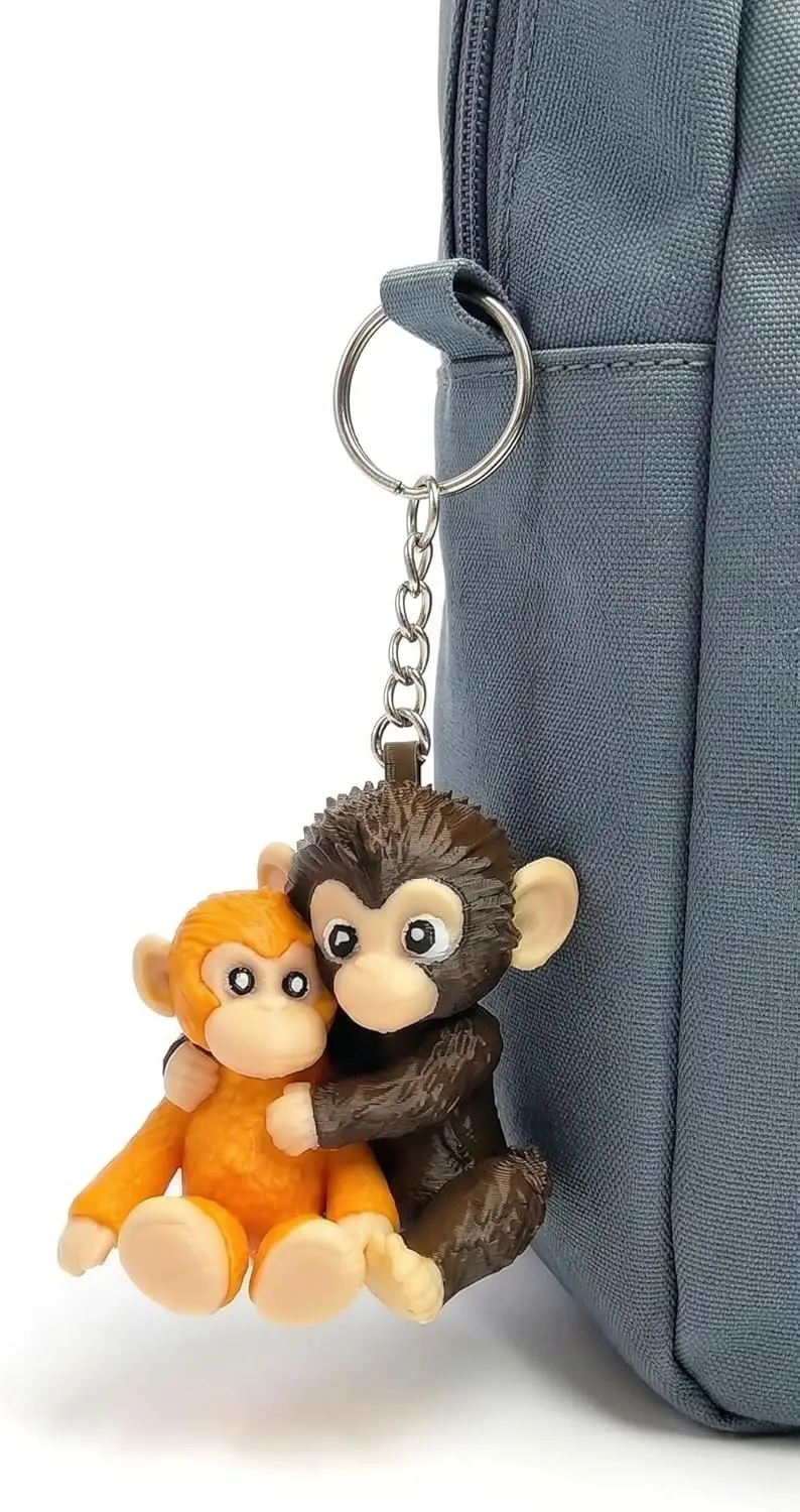 

3D Printed Protect Punch The Monkey Keychain- Monkey Toy Figure - Cute Backpack Charms & Purse Accessories