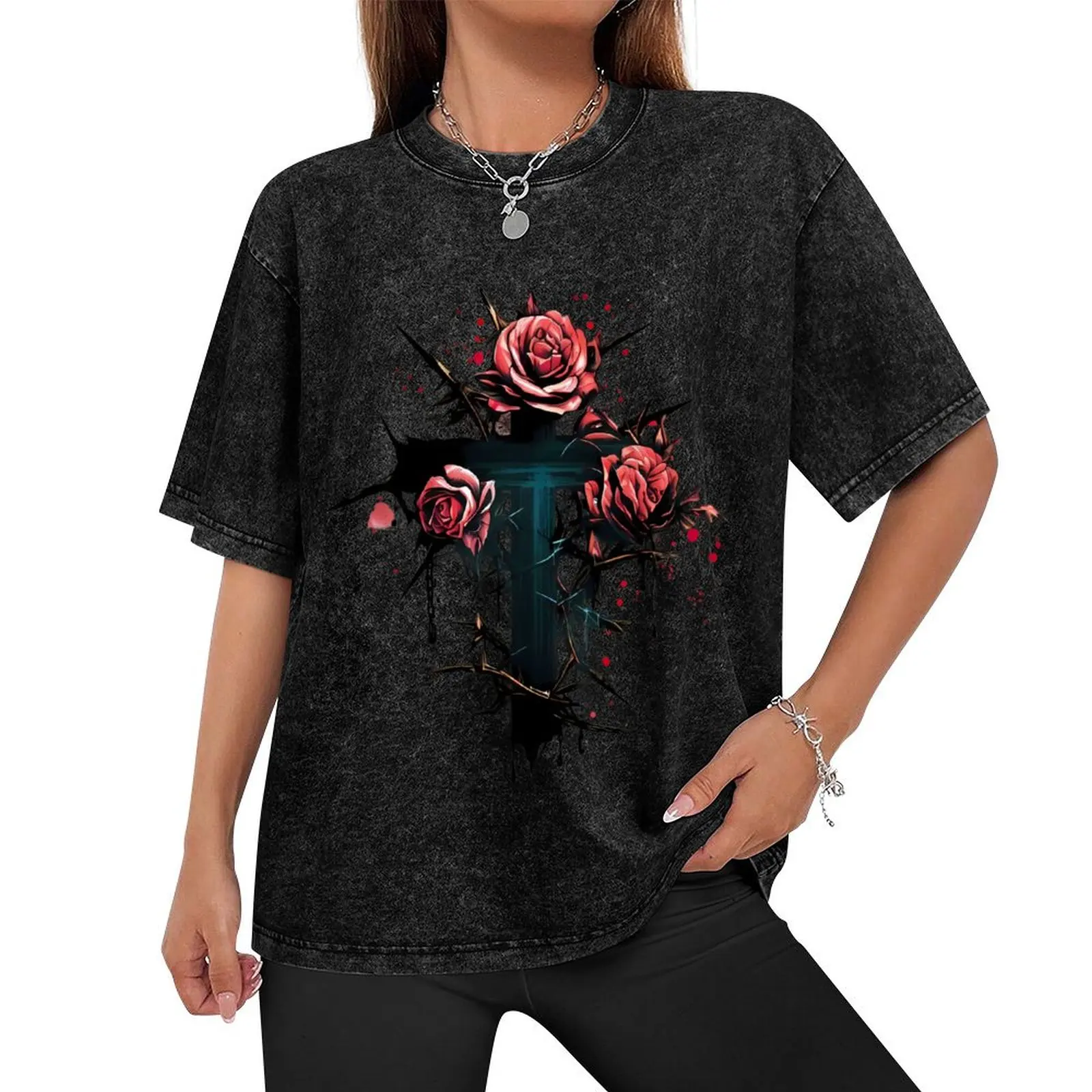 Thorns and Roses T-Shirt customizeds oversized graphic tee anime stuff mens vintage t shirts