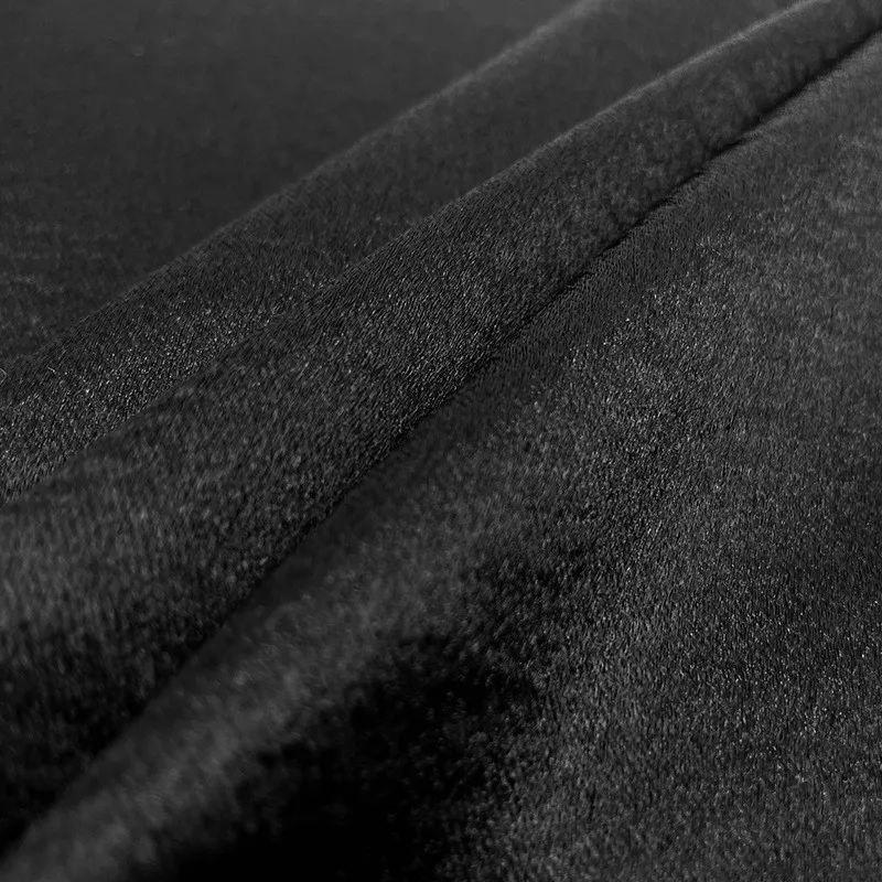 Black wavy satin silk lustrous and pearlescent fabric dress fashion