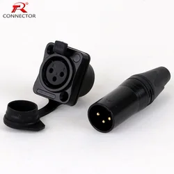 1set Waterproof 3Pins XLR Male Female Plug Panel Mount Socket Adapter Dustproof Cover Outdoor Performance Audio Wire Connector