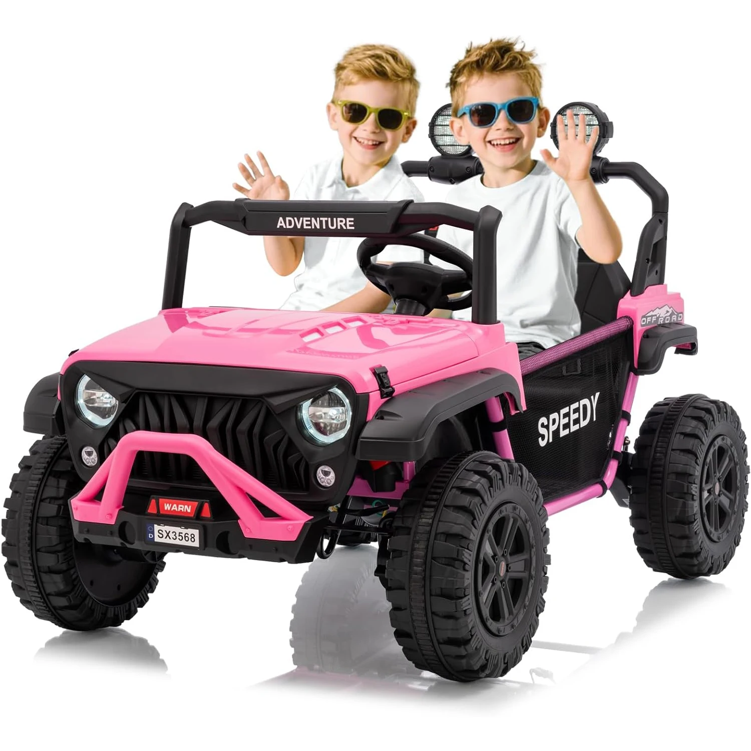 Camión de 24V con Control remoto, juguete de 2 plazas para niños, vehículos eléctricos, luces LED, 3 velocidades, música Bluetooth