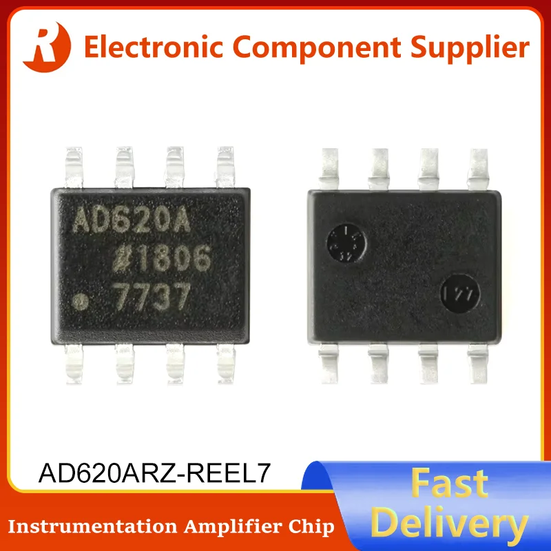 5Pcs AD620ARZ-REEL7 SOIC-8 AD620 AD620ARZ SOIC8 100% Brand New Original Drift Low Power Instrumentation Amplifier IC Chip AD620A