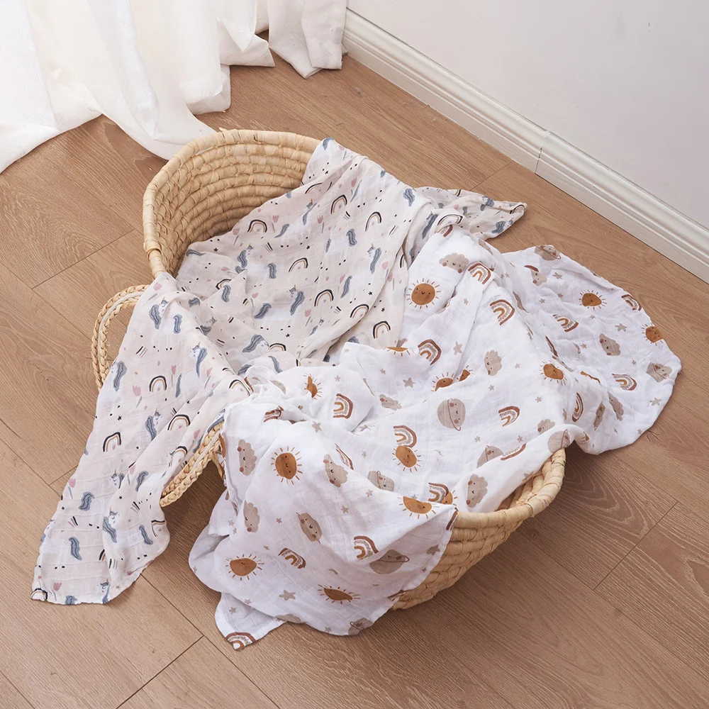 Kangobaby70 % bambú + 30% algodón para bebé, envolturas de muselina de algodón para bebé, mantas para pañales grandes para recién nacidos, edredón
