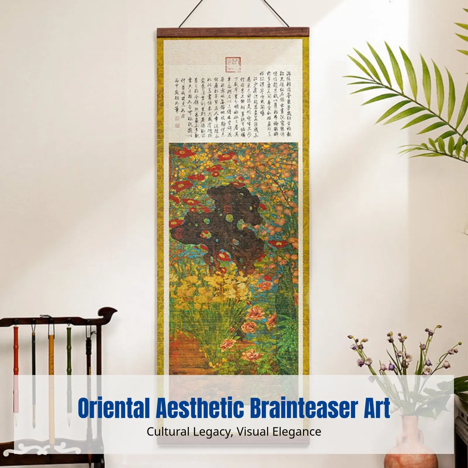 

Traditional Painting Puzzle Game, Fabric Art Assembly, Gallery Collection, DIY Handmade, Hanging Scroll Frame, Home Decor