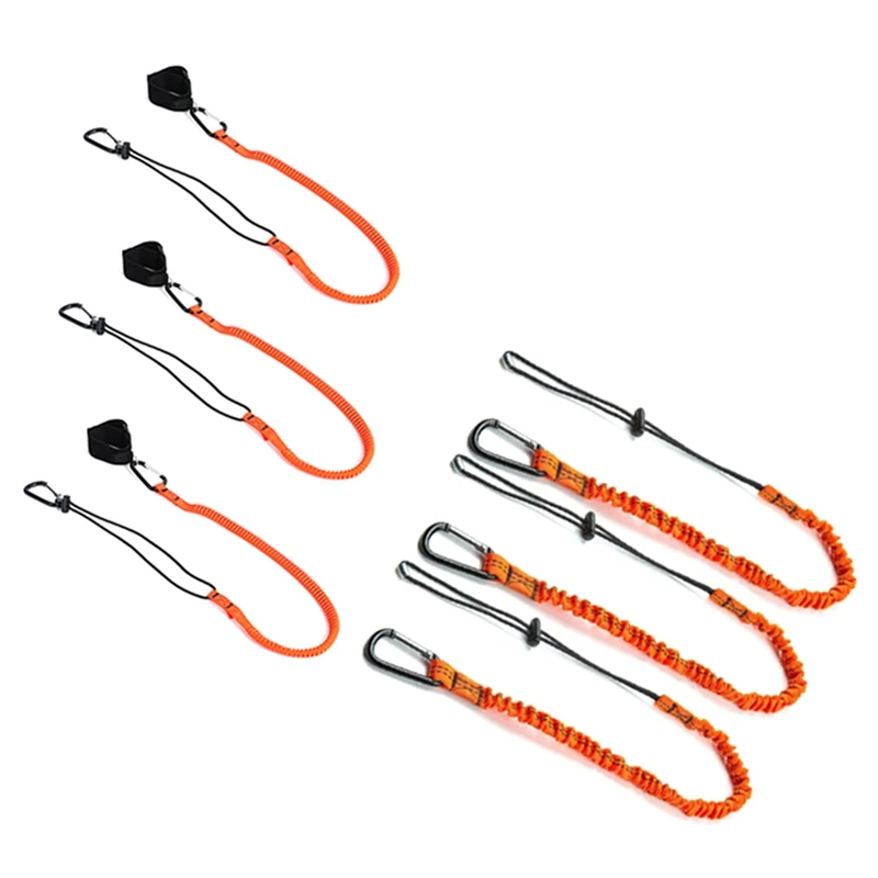 6Pcs Tool Lanyard,Safety Lanyard With Carabiner,Shock Absorbing Safety Lanyard Adjustable Safety Lanyard For Work Tools