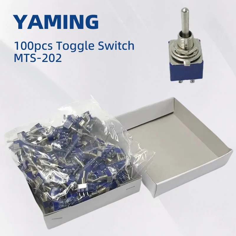 100pcs 6mm 2Position 6Pins Toggle Switch 2A 5A 6A 250V Rocker Switch For Motor Car Boat MTS202