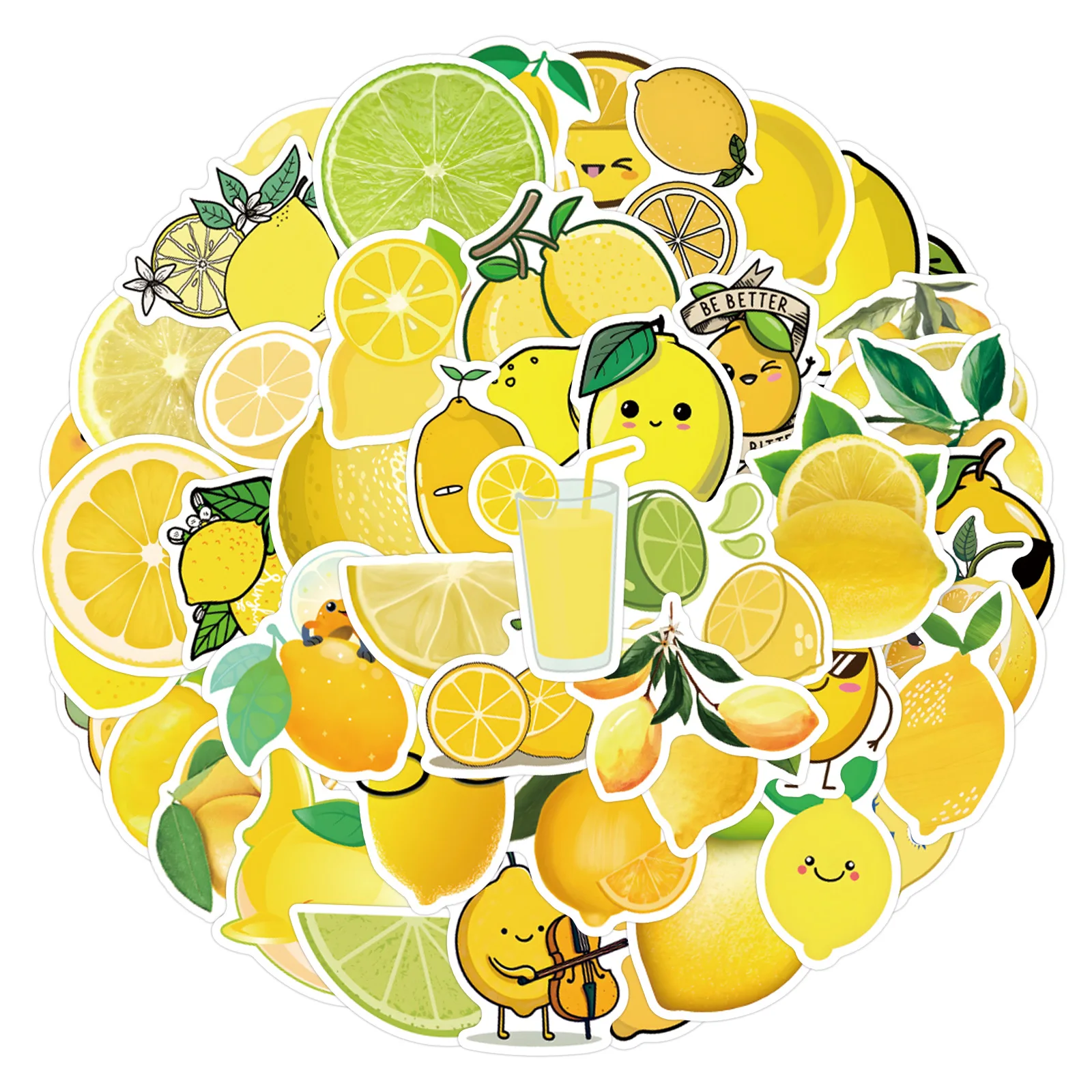 

60PCS New Lemon Fruit Graffiti Stickers Cute Lemons Cartoon Decal Luggage Phone Guitar Cup Skateboard Waterproof Sticker Kid Toy