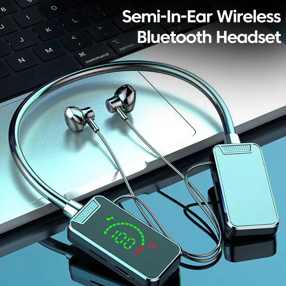 Wireless Bluetooth 5.3 Headphone Neckband Earphone HIFI In-Ear Long Standby Battery Handfree Headset With Mic Support SD Card