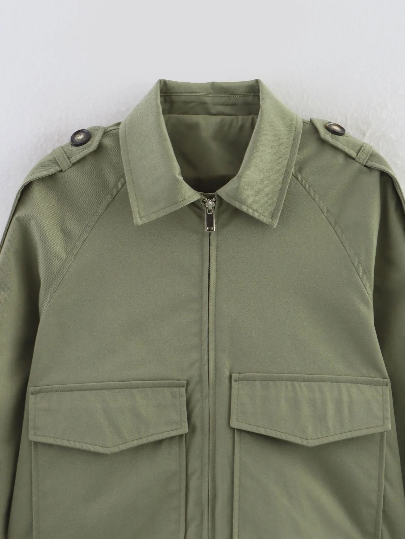 RARA2025 nueva chaqueta cortavientos informal de verano para mujer con solapa Simple y manga larga con decoración de bolsillo