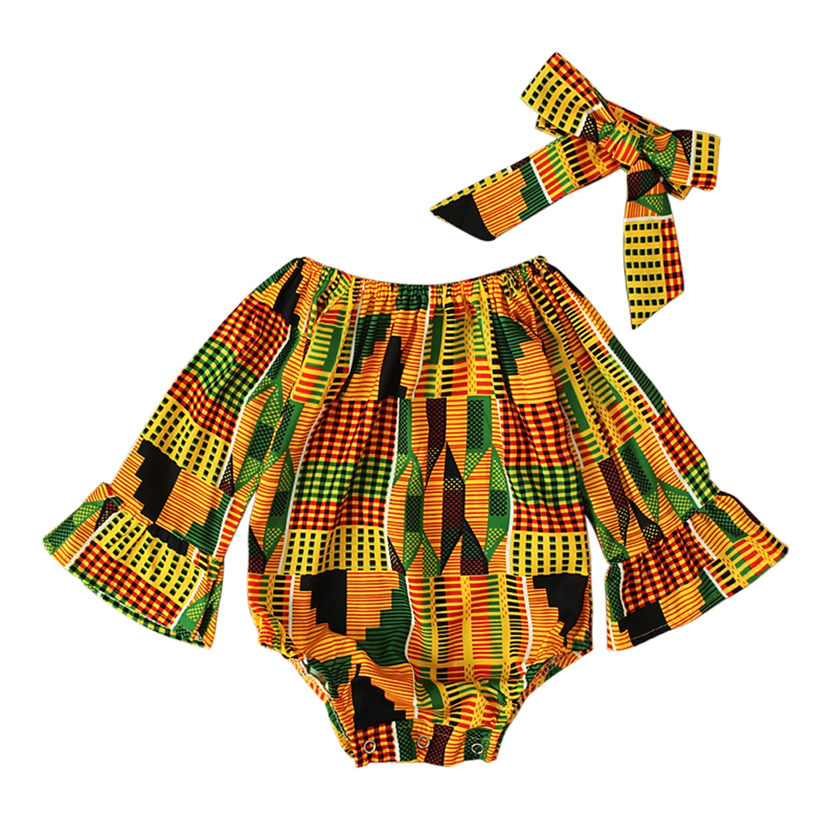 Cute hair band for baby children European and American girls African Bohemian style printed climbing clothes romper children'