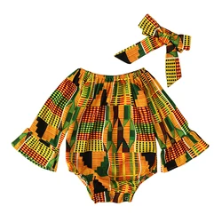Cute hair band for baby children European and American girls African Bohemian style printed climbing clothes romper children'